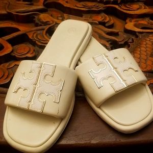 Tory Burch  beige leather womens sandals size 9 1/2